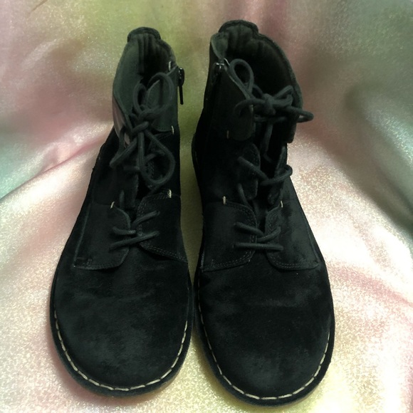 Clarks Tamitha suede leather lace-up black boots booties size 7.5 women’s 13281 - Picture 4 of 9